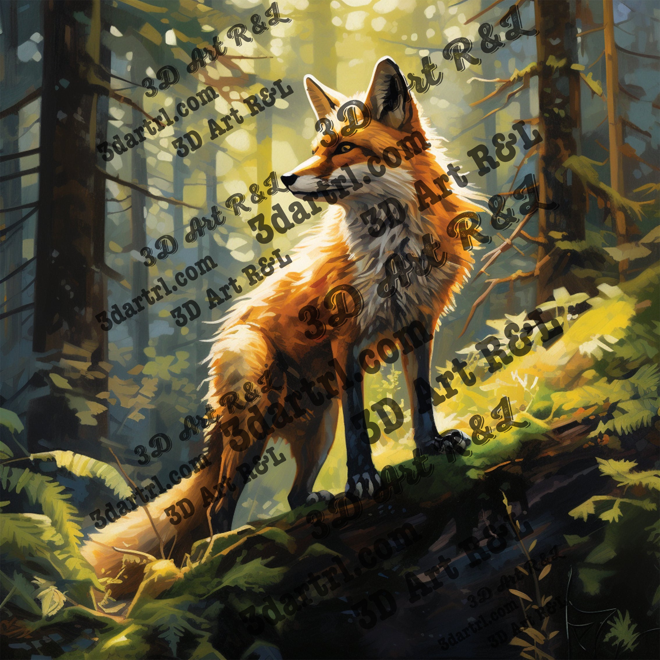 狐狸画，60 X 60 cm